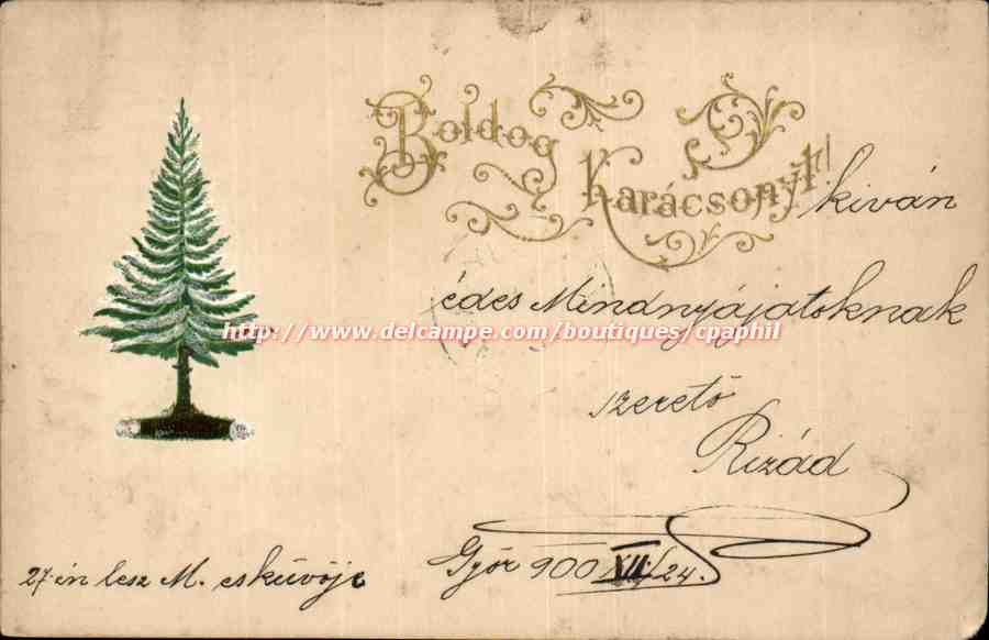 Fetes - Sapin de Noel - Dainty little Christmas Tree (carte hongroise Hungary Hongrie)