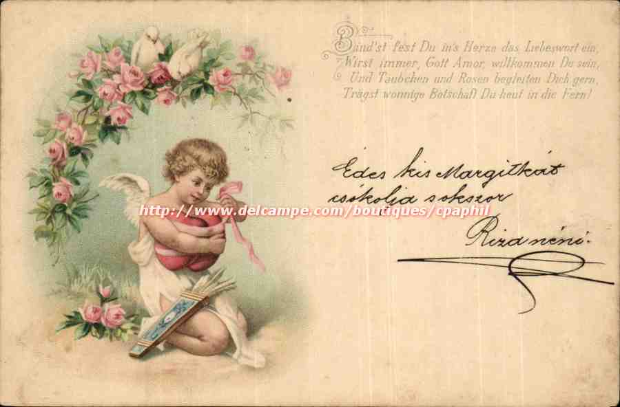 Anges - Angel - Engel - Holding fruit (carte hongroise Hungary Hongrie)