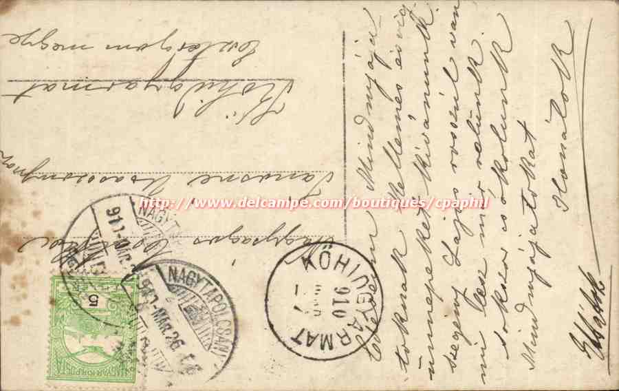 Fantaisie - Enfant - Adorable Chil feeding lambs (carte hongroise Hungary Hongrie) — Verso