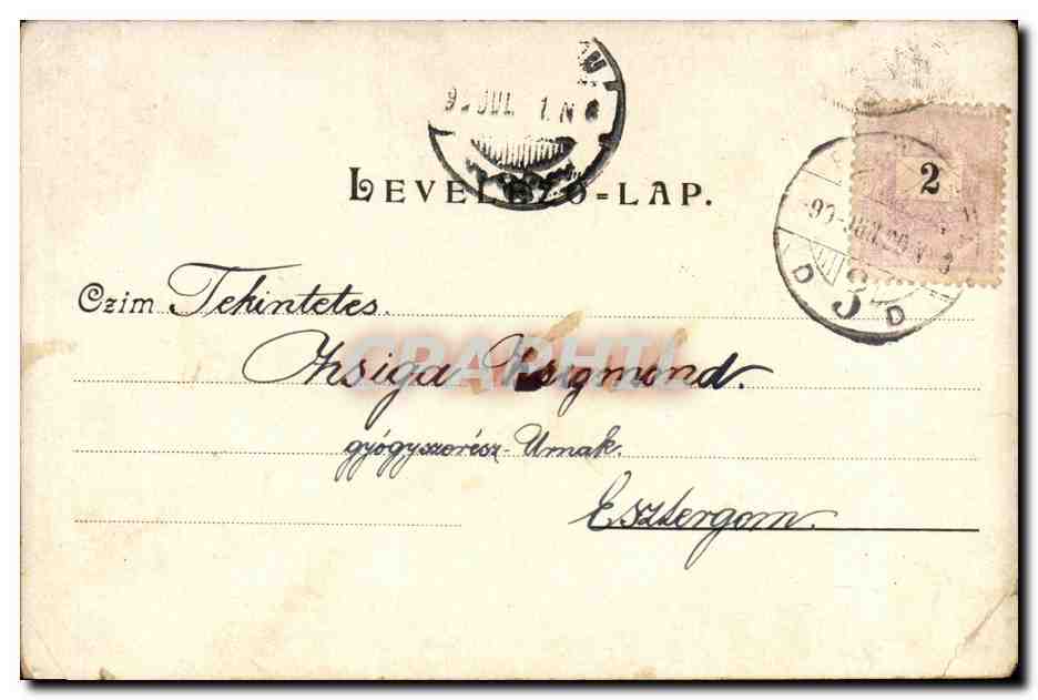 Fleurs et paysage — carte postale hongroise — éditeur : 'Németi Károly' (impression visible en bas à gauche) — Rückseite