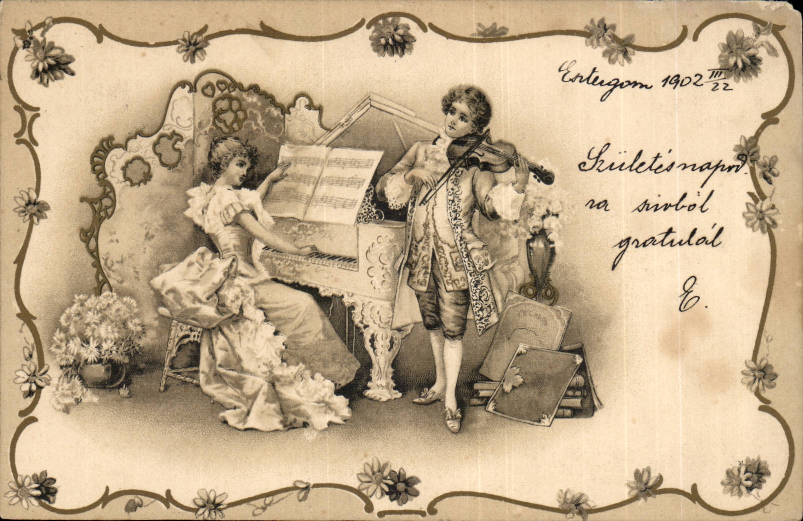 Musiciens — scène de musique classique — éditeur inconnu, n° de série non visible