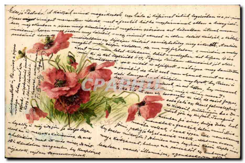 Fleurs - Colorful flowers (carte hongroise Hungary Hongrie) - CPA 
