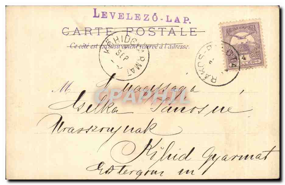 Fantaisie - Couples - Elegant kiss (carte hongroise Hungary Hongrie) - CPA  — Rückseite