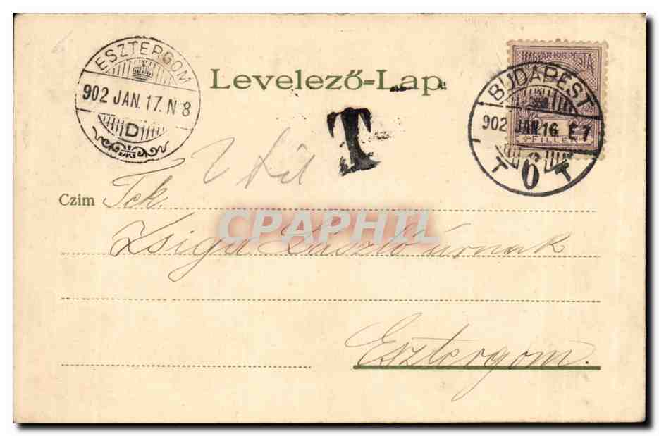 Fleurs - 1902 - Message with flowered border (carte hongroise Hungary Hongrie) - CPA  — Verso