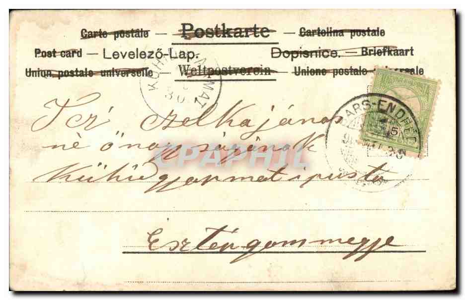 Fleurs - Bouquet of lilies (carte hongroise Hungary Hongrie) - CPA  — Verso
