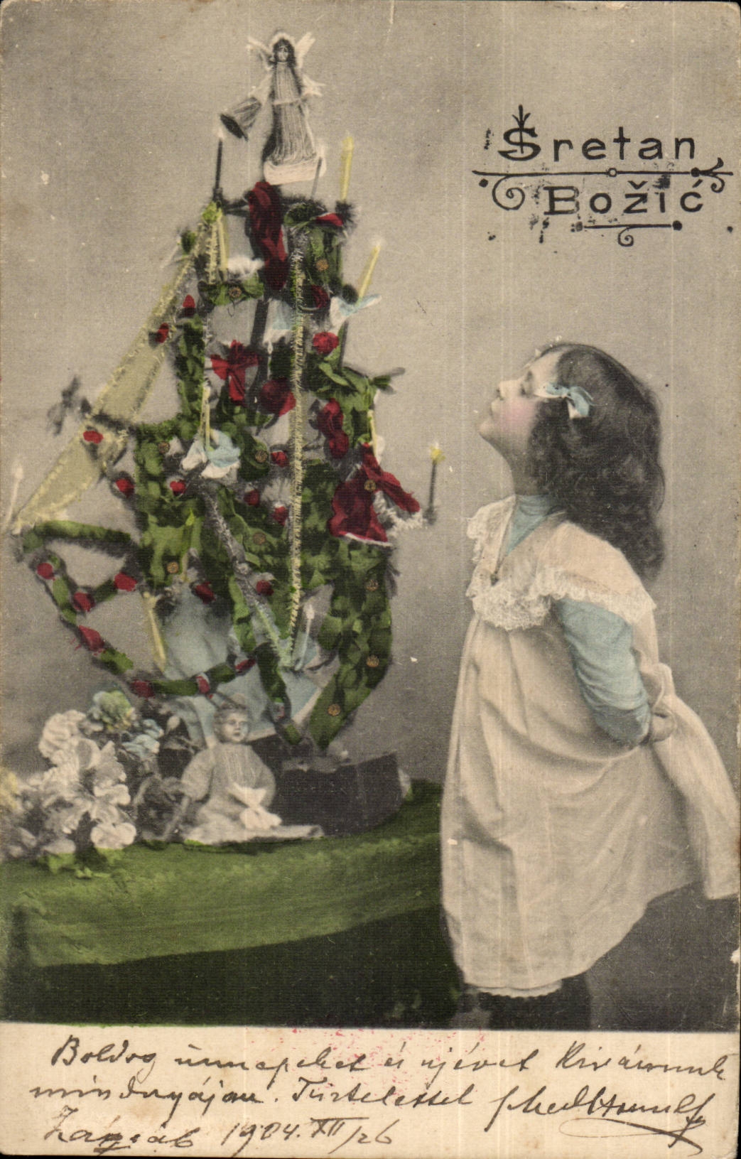 Fetes - Sapin de Noel - Christmas Tree - Adorable Child (carte hongroise Hungary Hongrie) - CPA 