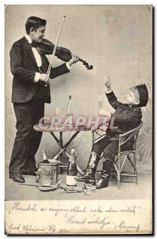 Fantaisie - Enfant - Violin - Geige - Musique (carte hongroise Hungary Hongrie) - CPA 