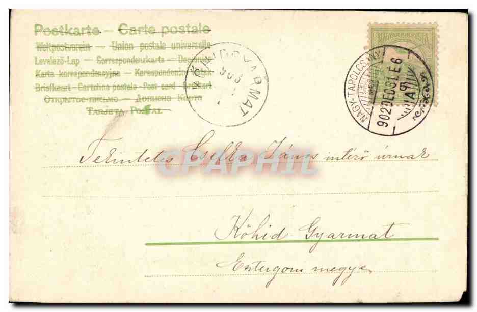 Fantaisie - Delightful Couple going to a ball - (carte hongroise Hungary Hongrie)- CPA  — Rückseite