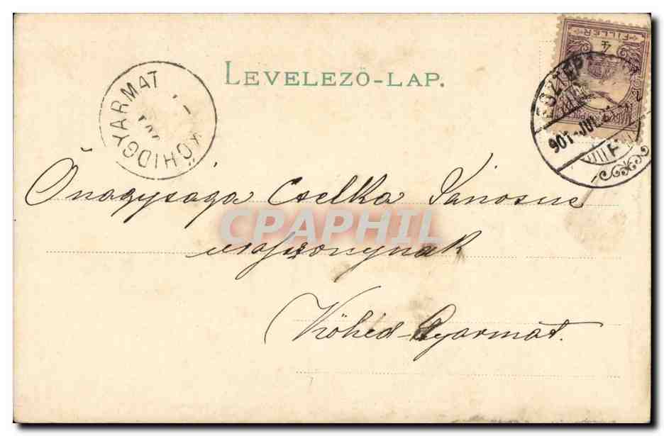 Fantaisie - Enfants - Children snuggled together (carte hongroise Hungary Hongrie) - CPA  — Verso