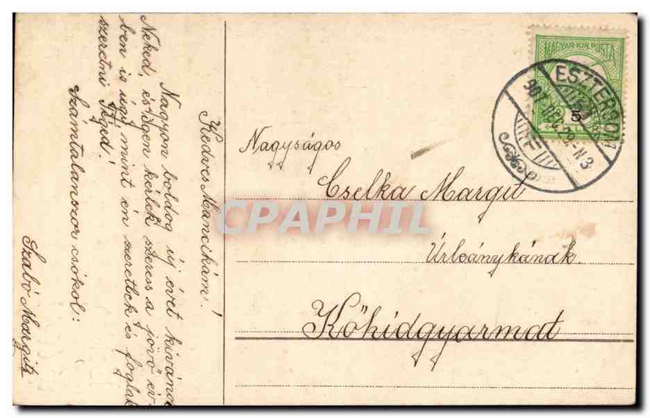 Fantaisie - Enfant - Pensive child (carte hongroise Hungary Hongrie) - CPA Ramoneur — Rückseite