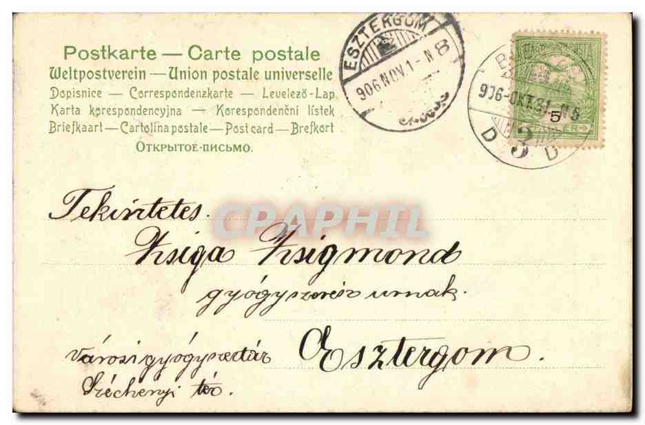 Fleurs - Roses in dainty vase (carte hongroise Hungary Hongrie) - CPA  — Rückseite