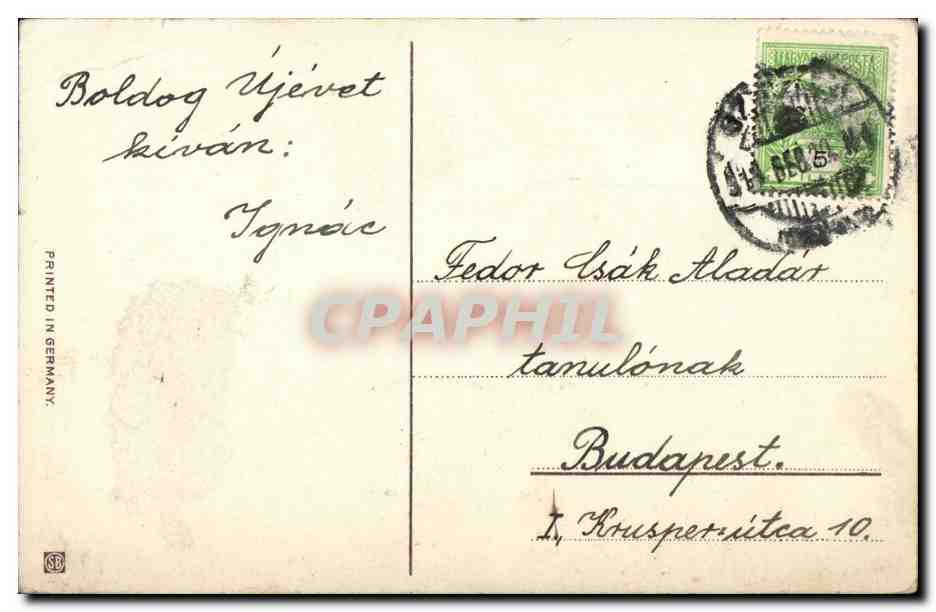 Fantaisie - Enfant - Children pushin wheelbarrow collecting firewood (carte hongroise Hungary Hongrie) - CPA  — Rückseite