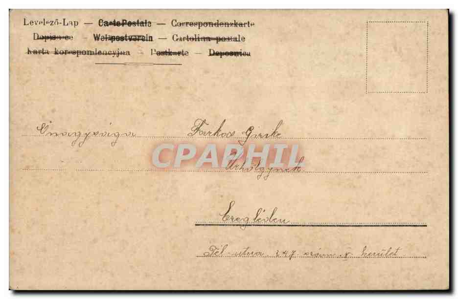 Fantaisie - Enfants - Children and beautiful woman (carte hongroise Hungary Hongrie) - CPA  — Verso