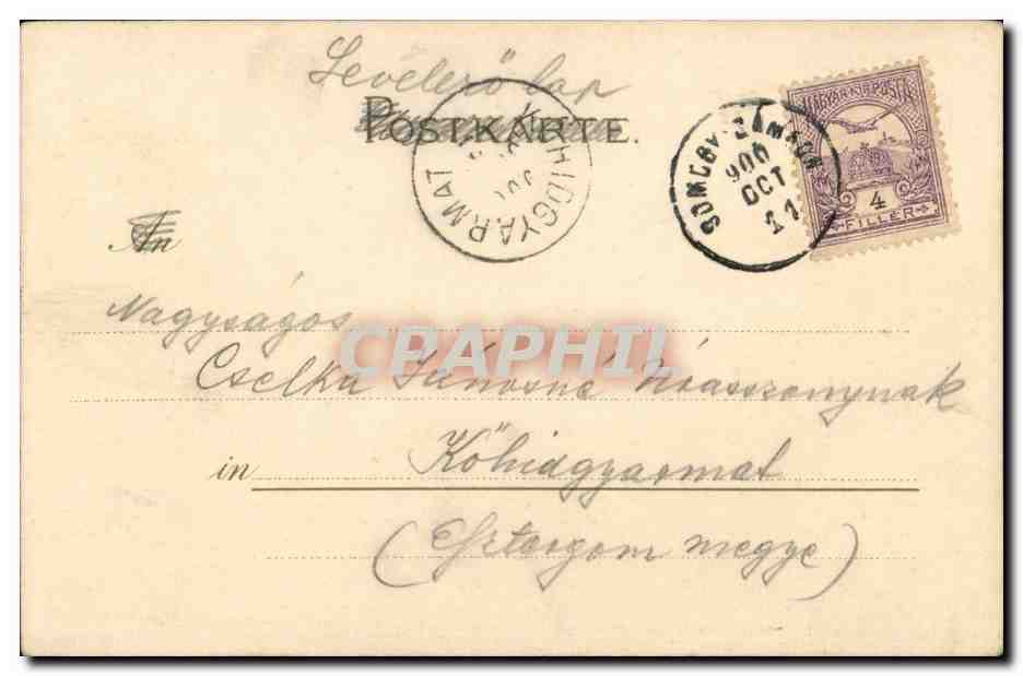 fantaisie - Woman on spring day (carte hongroise Hungary Hongrie) - CPA  — Rückseite