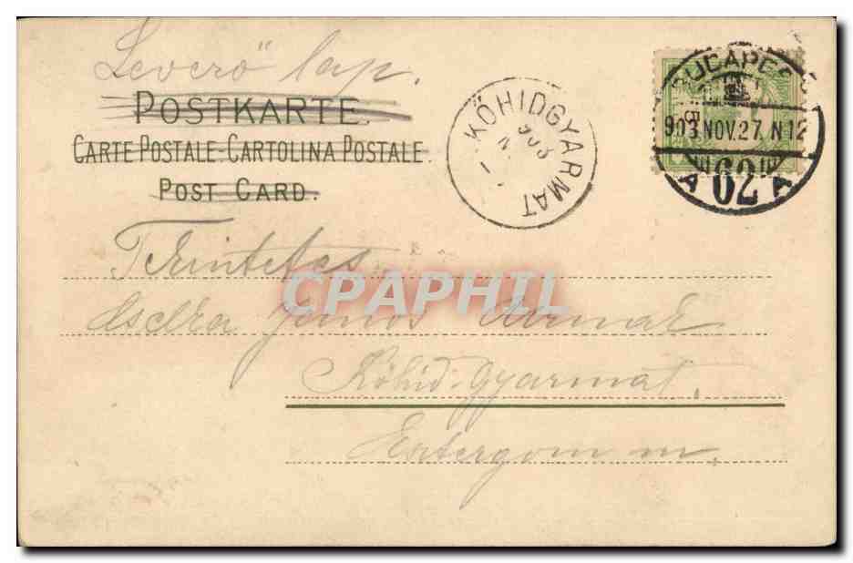 Arbres - Flowers bordeing scene (carte hongroise Hungary Hongrie) - CPA  — Verso