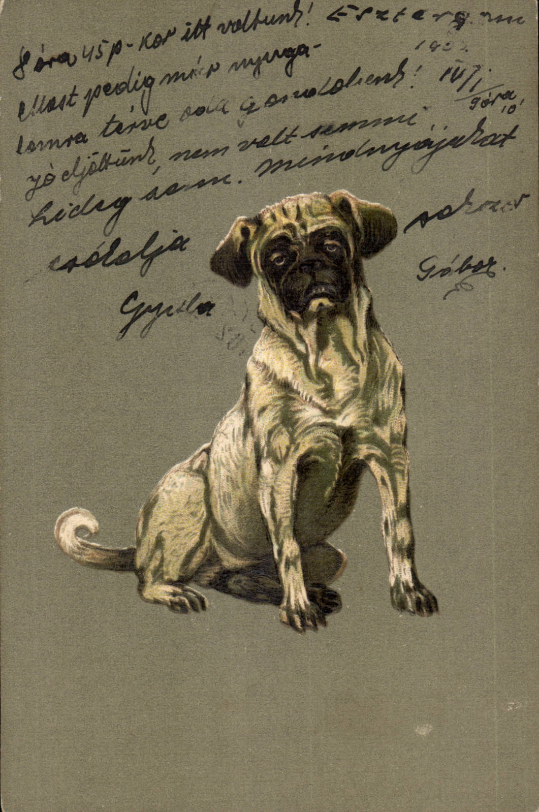 Chien assis — illustration — éditeur inconnu, n° de série non visible