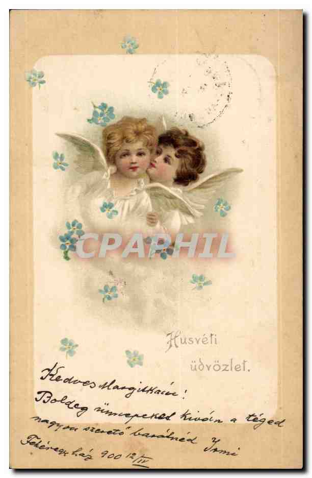 Anges - Angels - Engel - Two Cherubs (carte hongroise Hungary Hongrie) - CPA 