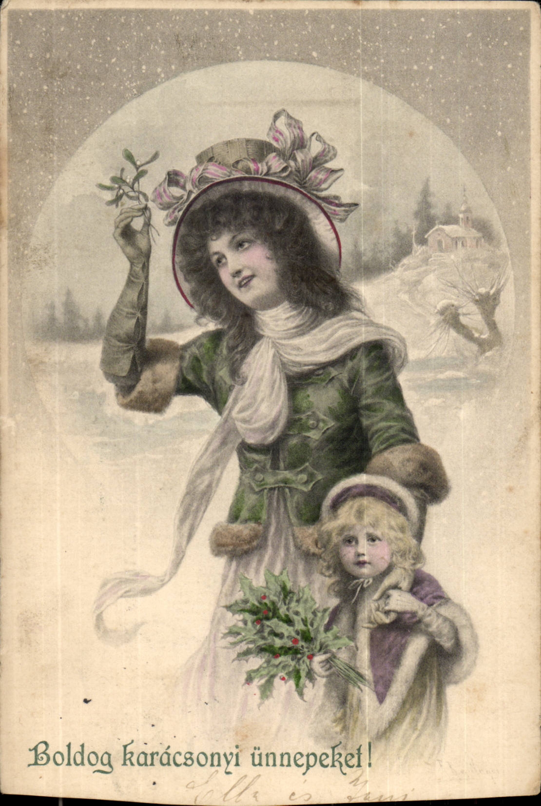 Fantasy - Woman - Child - Beautiful Woman with uplifted gaze - Vintage Postcard