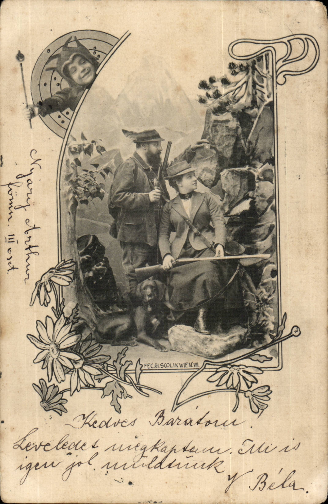 Deux chasseurs en montagne — éditeur FECCHI & COLIK WIEN VIII