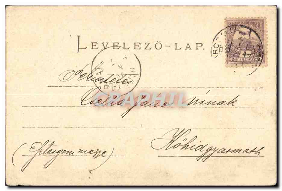Femme en robe rose et chapeau — carte postale hongroise — éditeur : Levelező-Lap, Solvintea — Reverso