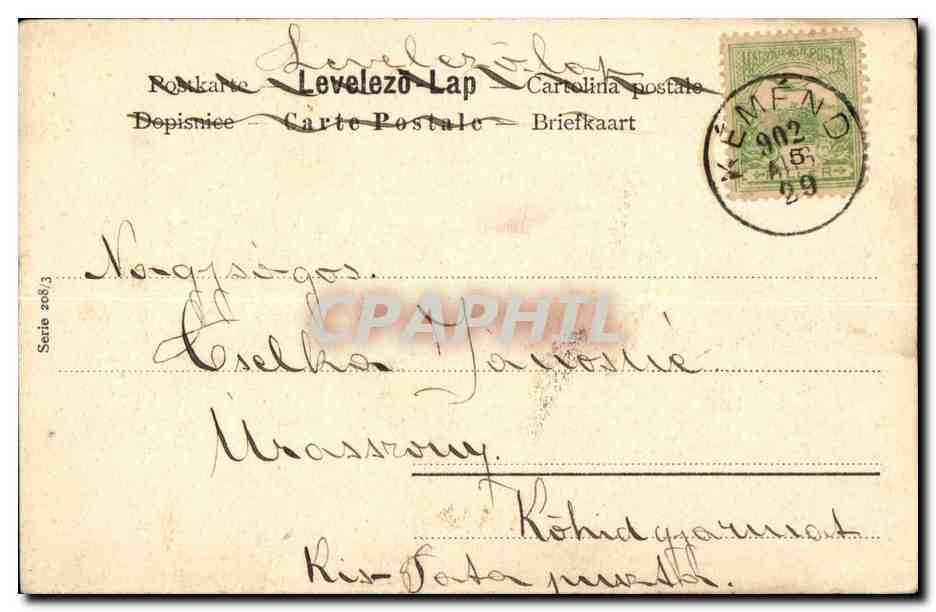 Ange - Angel - Engel - Woman with knowing glance and cherubs CPA (carte hongroise Hongrie Hungary) — Rückseite