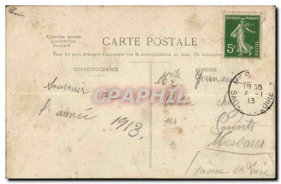 Fantaisie - Homme - La Post - Facteur - Souhaits Sinceres CPA  — Rückseite