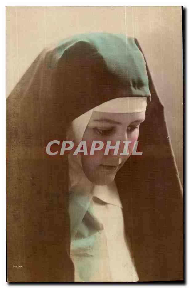 Fantaisie - Femme - Nun with head bent in prayer CPA (carte hongroise Hongrie Hungary)