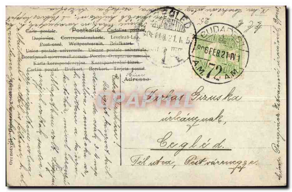 Fantaisie - Femme - Nun with head bent in prayer CPA (carte hongroise Hongrie Hungary) — Verso