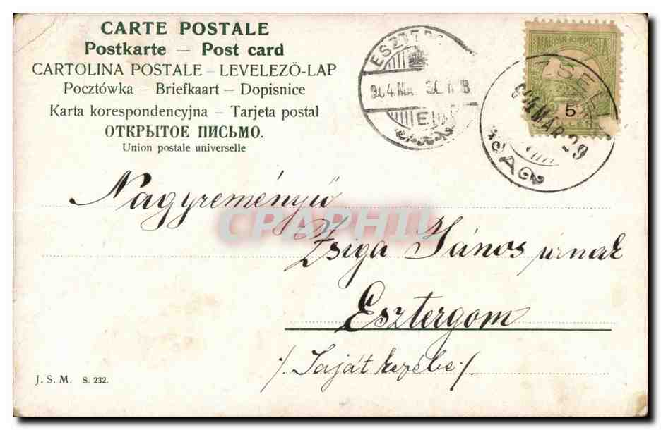 Fantaisie - Femme - Woman with smug relaxed expression CPA (carte hongroise Hongrie Hungary) — Rückseite