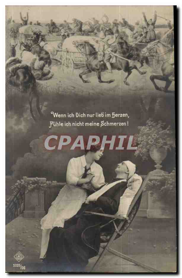 Fantaisie - Couple - Deutscland - Militaria - Wenn ich dich nur lieb in Herzen CPA 