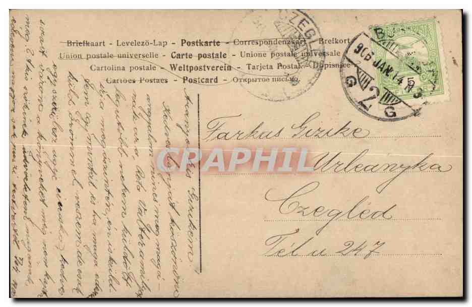 Fantaisie - Femme - Beautiful woman with elegant feathered hat CPA (carte hongroise Hongrie Hungary) — Rückseite