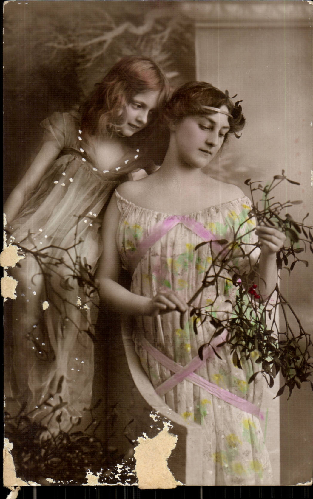 Fantaisie - Femme - Beautiful Mother and daughter (carte hongroise Hungary Hongrie)