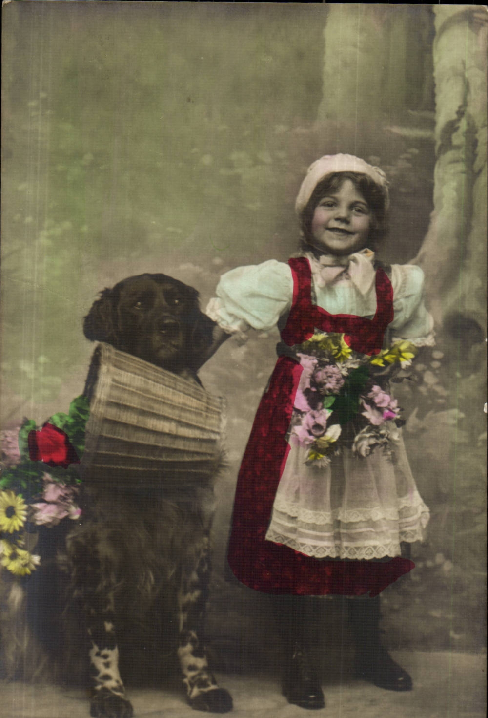 Fantaisie - Enfant - happy child and loyal dog - chien (carte hongroise Hungary Hongrie)