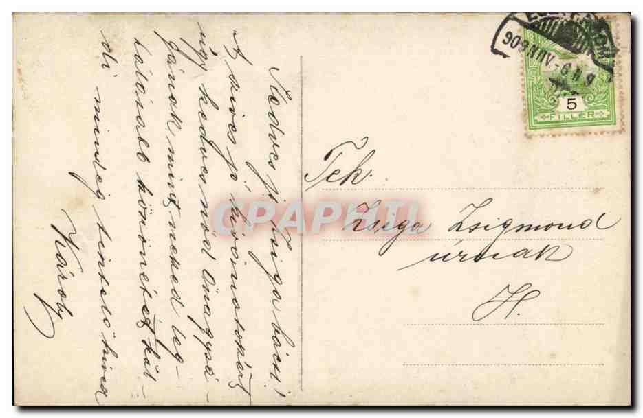Fantaisie - Femme - Woman and child with soft sweet expressions (carte hongroise Hungary Hongrie) — Verso