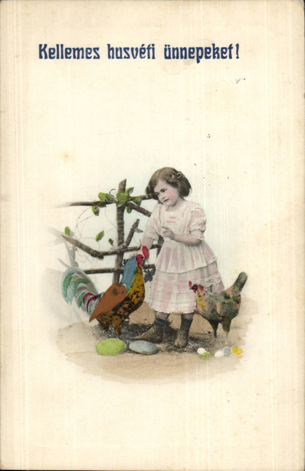 Fantaisie -Enfant - small child with brown curly hair - CPA (carte hongroise Hungary Hongrie)