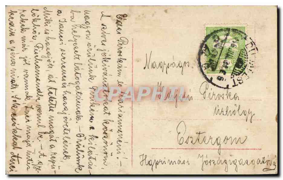 Fantaisie - Baby in Red Hat - Bebe (carte hongroise Hungary Hongrie)- CPA  — Rückseite