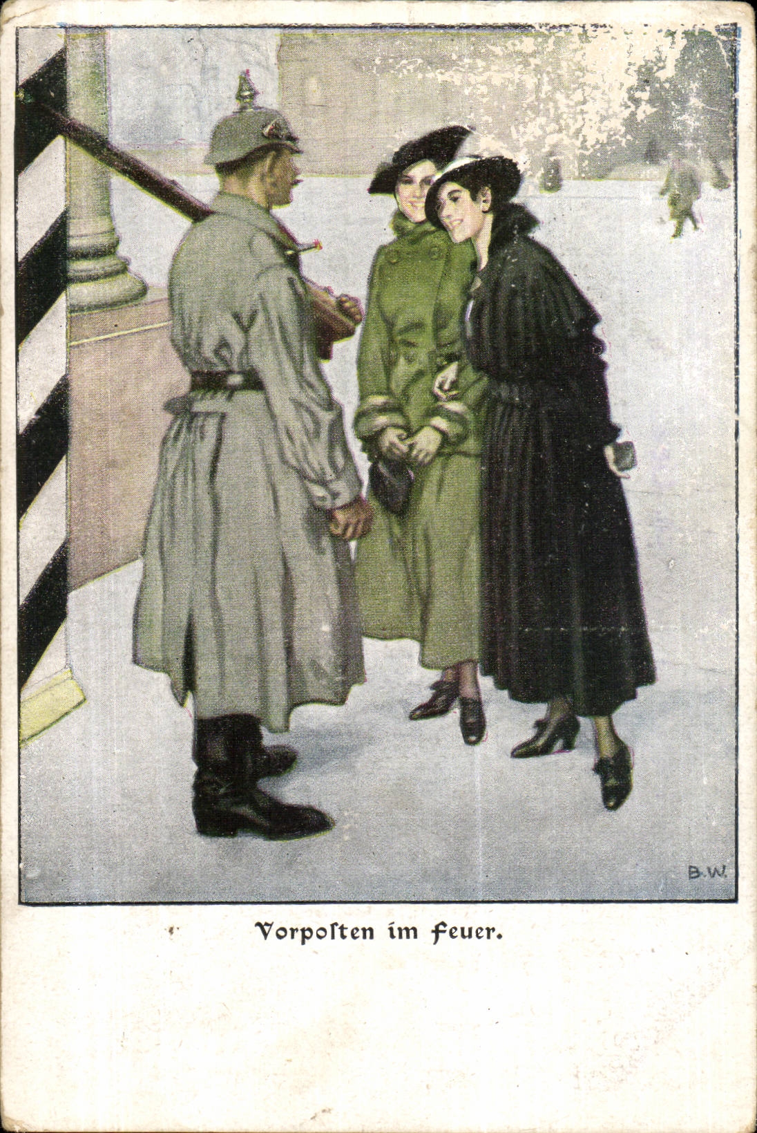 Fantaisie - Femme et Soldat - Militaria - Ilustration (carte hongroise Hungary Hongrie)- CPA 