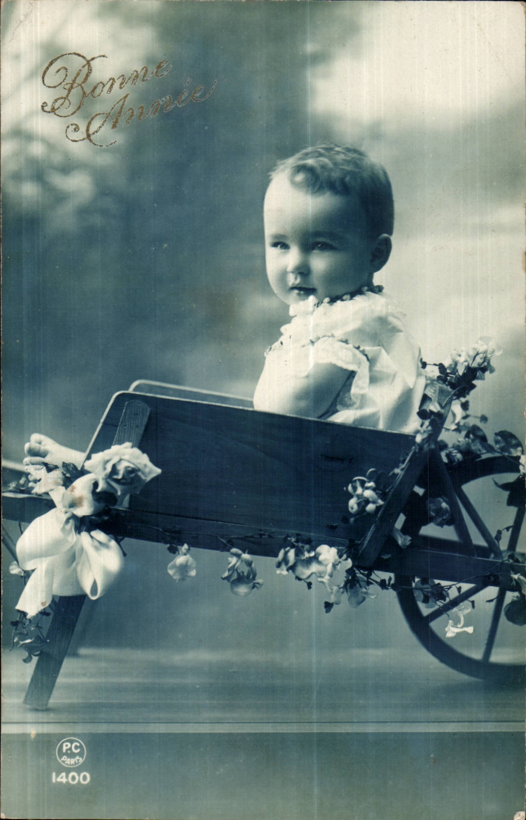 Fetes - Bonne Annee - Bebe - Baby in wheelbarrow - CPA 