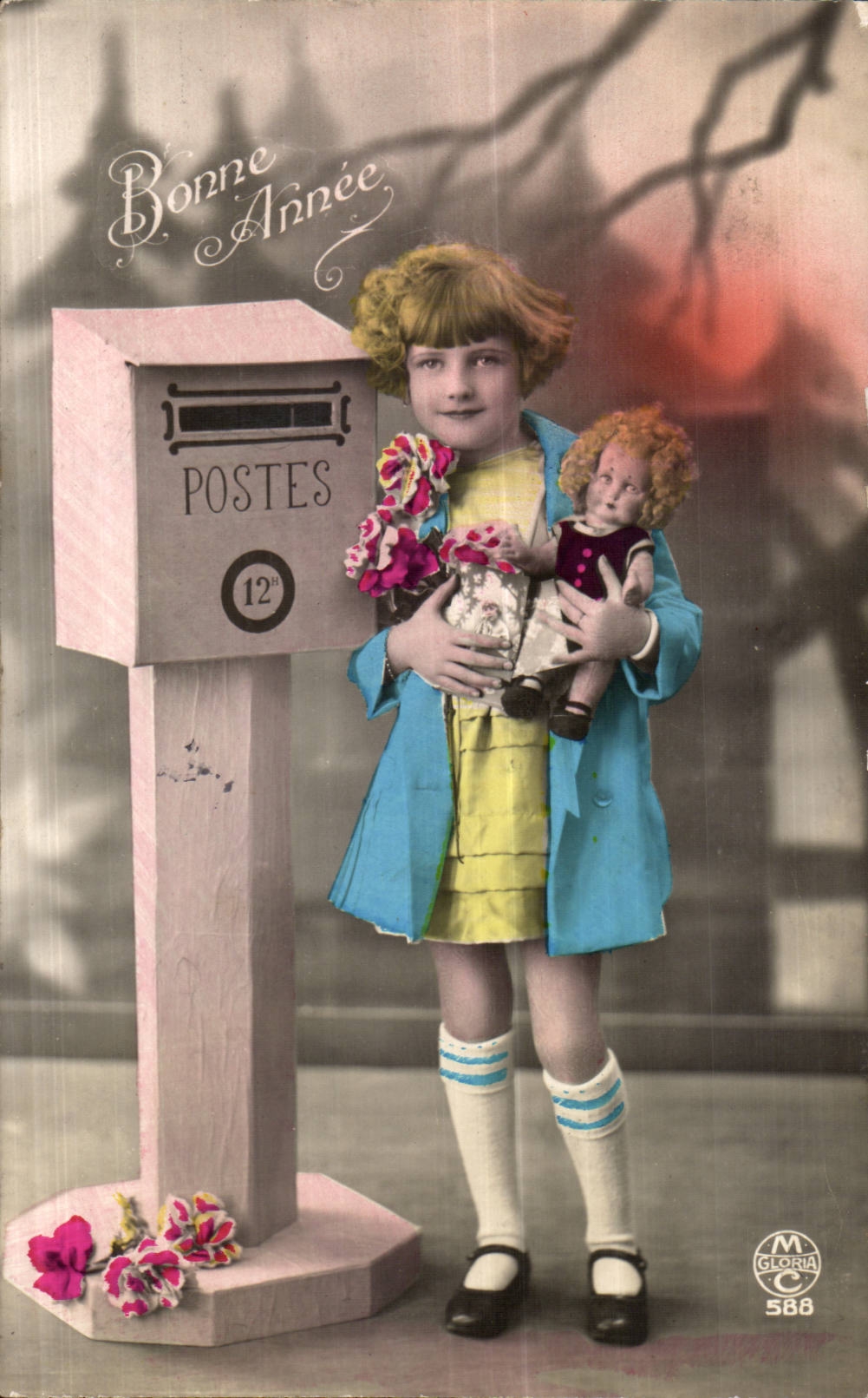 Fantaisie - Enfant - Poste - Boite a Lettres - Poupee - CPA 