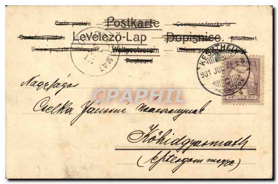 Fantaisie - Couple - Tzte a Tete (carte hongroise Hungary Hongrie) CPA  — Rückseite