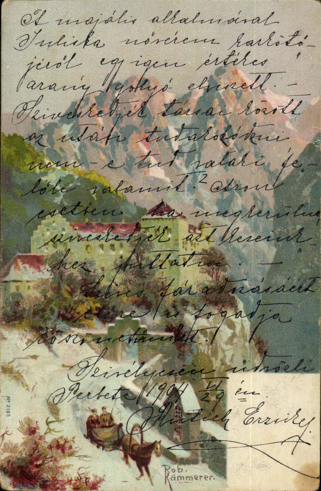 Arbres - Rustic Mountain Scene - (carte hongroise Hungary Hongrie) - CPA 