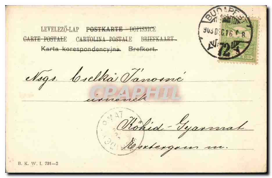 Fantaisie - lovely couple frolicing in the countyside - (carte hongroise Hungary Hongrie) -CPA  — Rückseite