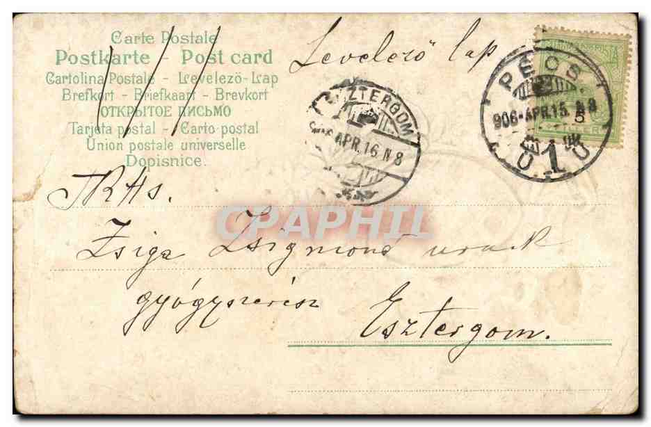 Fetes - Pacques - Easter - Ostern - Angel flying with easter egg - roses (carte hongroise Hungary Hongrie) -CPA  — Rückseite