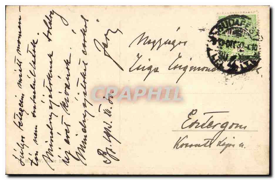 Fantaisie - Enfant - Naked child in pig driven sled - cochon (carte hongroise Hungary Hongrie) -CPA  — Rückseite