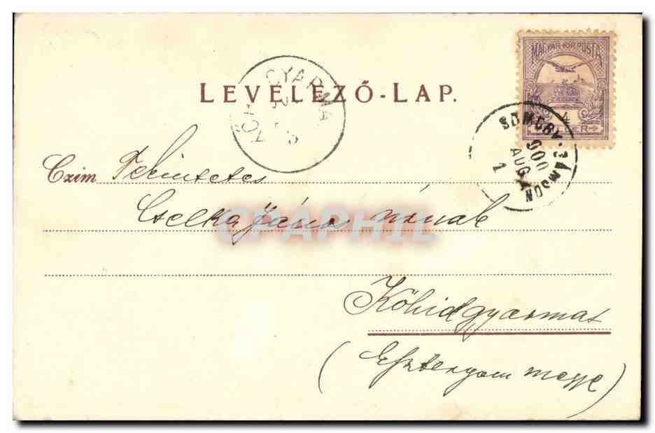 Animaux - Grand hunter with whip mounted on horse - cheval (carte hongroise Hungary Hongrie) -CPA  — Rückseite