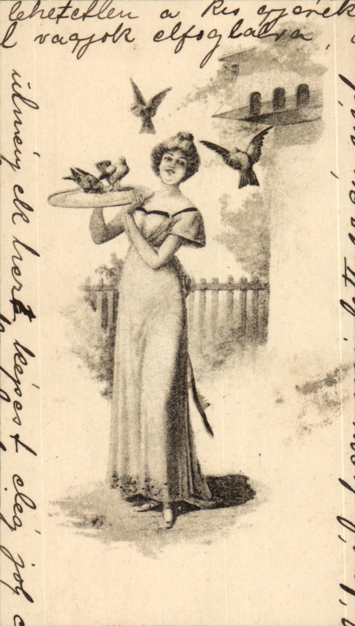 Woman Holding a Tray with Birds — Publisher B.K.W.I No. 749-4