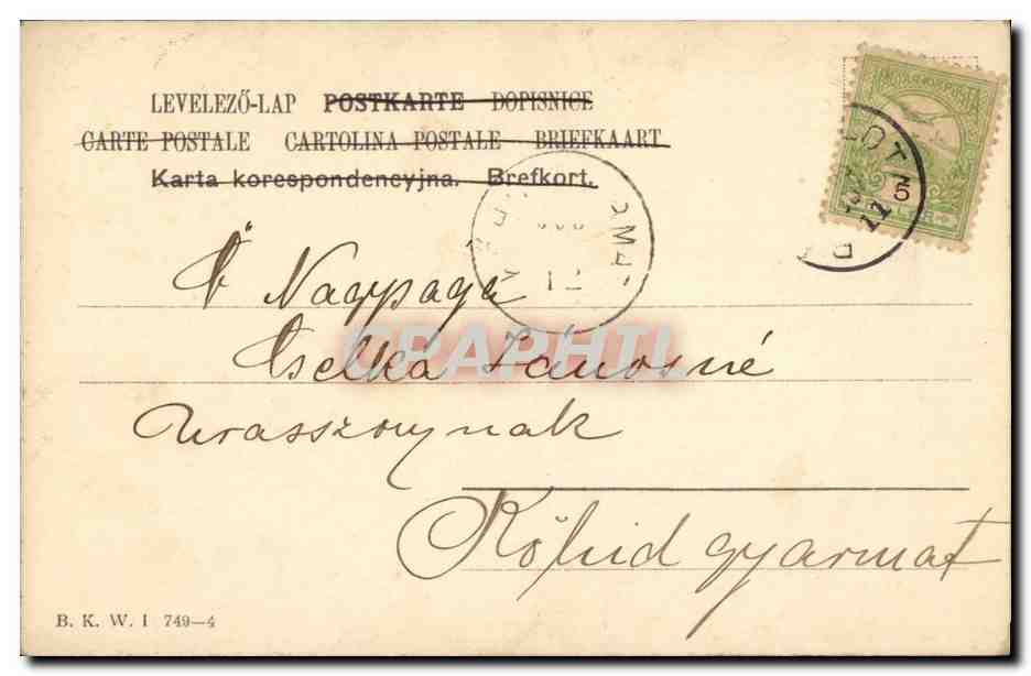 Woman Holding a Tray with Birds — Publisher B.K.W.I No. 749-4 — Back
