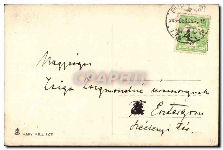 Fantaisie - Enfant - Adorable child with pot of flowers (carte hongroise Hungary Hongrie) -CPA  — Rückseite