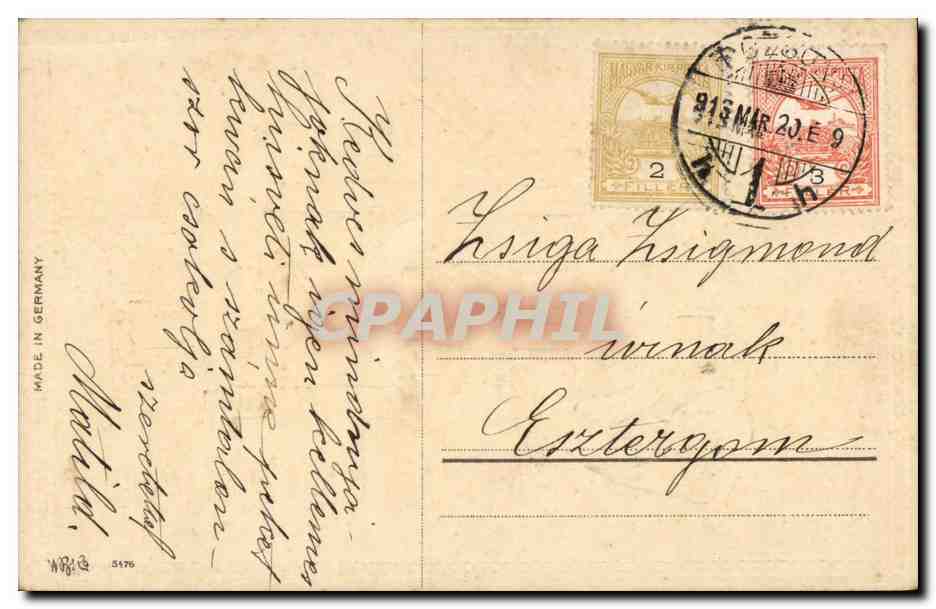 Fantaisie - Enfants - Children feeding chickens - poulet (carte hongroise Hungary Hongrie) -CPA  — Rückseite