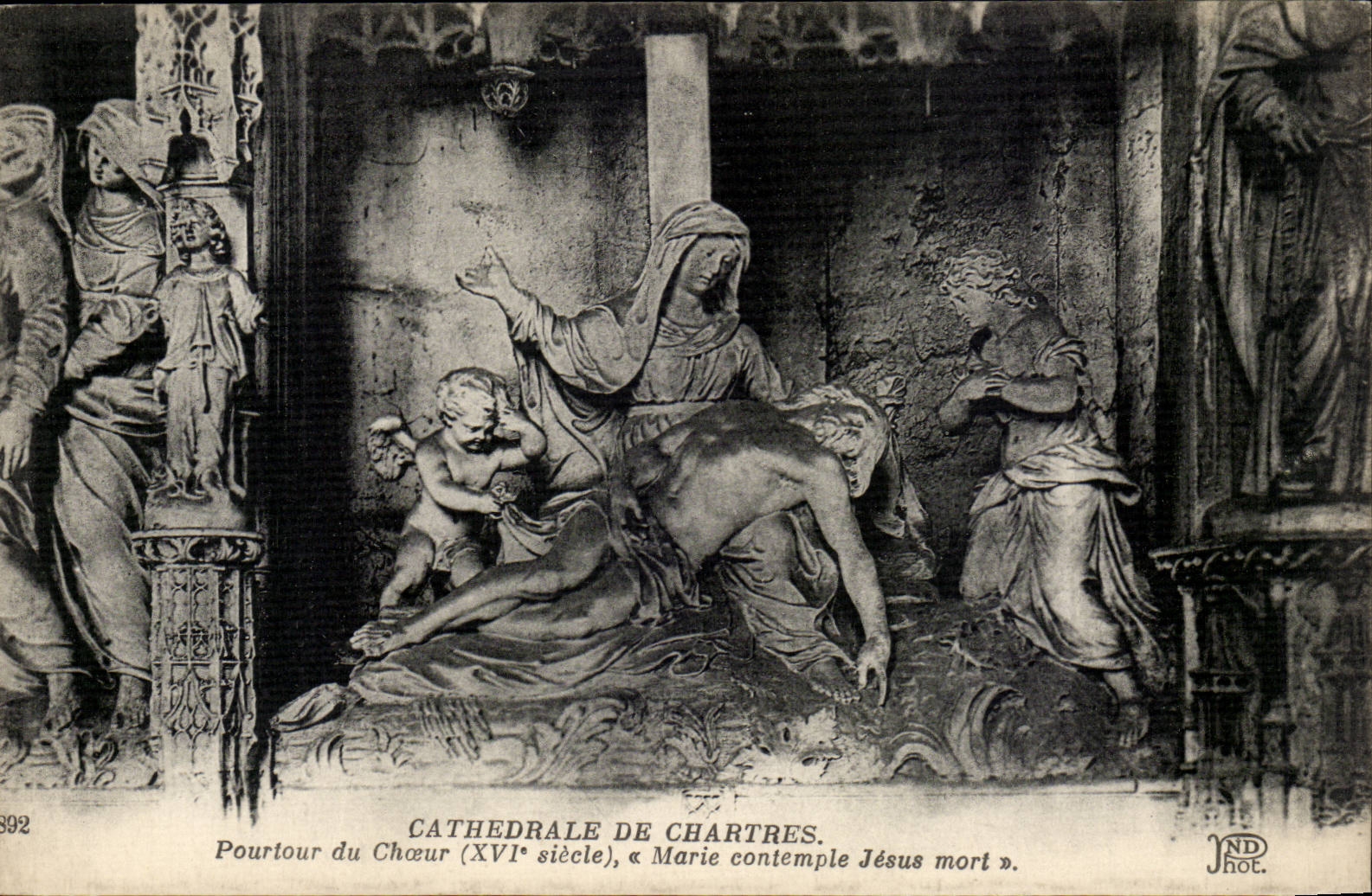 Chartres CPA Cathedrale Pourtour du choeur (16eme) Marei contemple Jesus mort